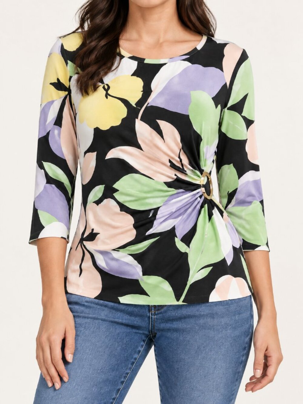 Calvin Klein Floral Ring Detail Top | Large | NWT